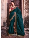 Teal Blue Designer Wedding Wear Sari