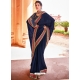 Navy Blue Designer Wedding Wear Sari