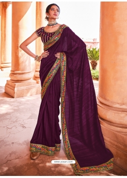 Purple Designer Wedding Wear Sari