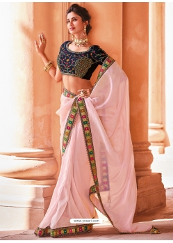 Baby Pink Designer Wedding Wear Sari