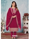 Rose Red Designer Faux Georgette Palazzo Suit