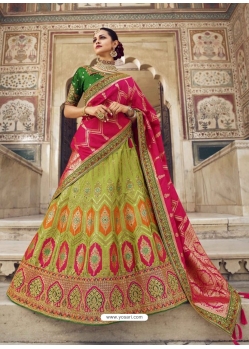 Parrot Green Designer Wedding Wear Heavy Lehenga Choli