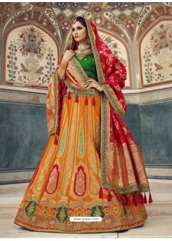 Orange Designer Wedding Wear Heavy Lehenga Choli