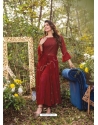 Maroon Readymade Designer Faux Georgette Palazzo Suit