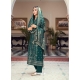 Teal Designer Pure Viscose Dola Jacquard Palazzo Suit