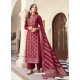 Wine Designer Pure Viscose Dola Jacquard Palazzo Suit