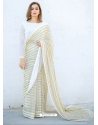 White Designer Blooming Georgette Wedding Wear Sari