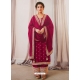 Rose Red Designer Heavy Blooming Vichitra Palazzo Suit