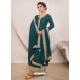 Teal Blue Designer Heavy Blooming Vichitra Palazzo Suit
