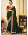 Dark Green Designer Silk Wedding Wear Sari