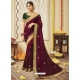 Deep Wine Designer Silk Wedding Wear Sari