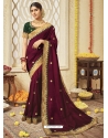 Deep Wine Designer Silk Wedding Wear Sari