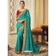 Turquoise Designer Silk Wedding Wear Sari