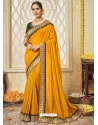 Yellow Designer Silk Wedding Wear Sari