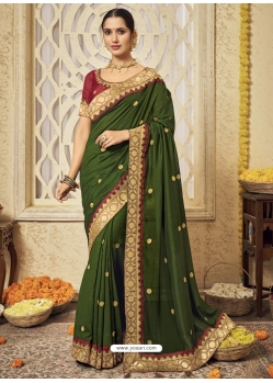 Mehendi Designer Silk Wedding Wear Sari