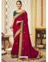 Rose Red Designer Silk Wedding Wear Sari