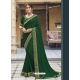 Dark Green Designer Chinnon Georgette Wedding Wear Sari