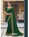 Dark Green Designer Chinnon Georgette Wedding Wear Sari