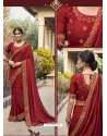 Maroon Designer Chinnon Georgette Wedding Wear Sari