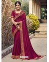 Rose Red Designer Chinnon Georgette Wedding Wear Sari