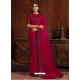 Rose Red Designer Satin Silk Wedding Wear Sari