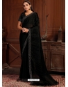 Black Designer Satin Silk Wedding Wear Sari