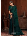 Teal Designer Satin Silk Wedding Wear Sari