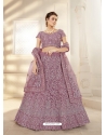 Mauve Designer Wedding Wear Net Lehenga Choli
