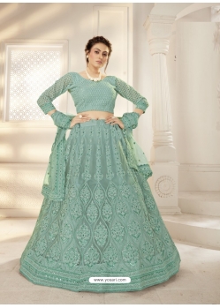Aqua Mint Designer Wedding Wear Net Lehenga Choli