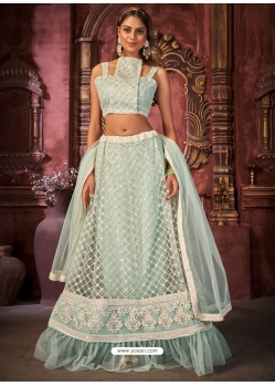 Aqua Grey Designer Wedding Wear Net Lehenga Choli
