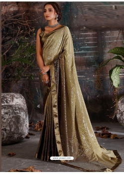 Gold Designer Pure Shaded Crepe Wedding Wear Sari