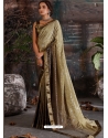 Gold Designer Pure Shaded Crepe Wedding Wear Sari