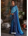 Blue Designer Pure Shaded Crepe Wedding Wear Sari