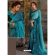 Turquoise Designer Pure Shaded Crepe Wedding Wear Sari