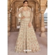 Light Beige Designer Party Wear Soft Net Anarkali Suit