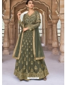 Mehendi Designer Party Wear Soft Net Anarkali Suit