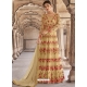 Cream Designer Party Wear Soft Net Anarkali Suit