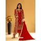 Red Designer Festive Wear Heavy Butterfly Net Wedding Suit