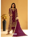 Deep Wine Designer Festive Wear Heavy Butterfly Net Wedding Suit