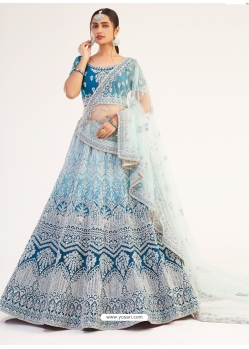 Sky Blue Designer Bridal Wear Lehenga Choli