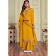 Yellow Designer Heavy Blooming Faux Georgette Palazzo Suit