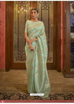 Sea Green Designer Silk Wedding Wear Sari
