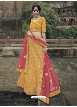 Yellow Designer Bridal Wear Lehenga Choli