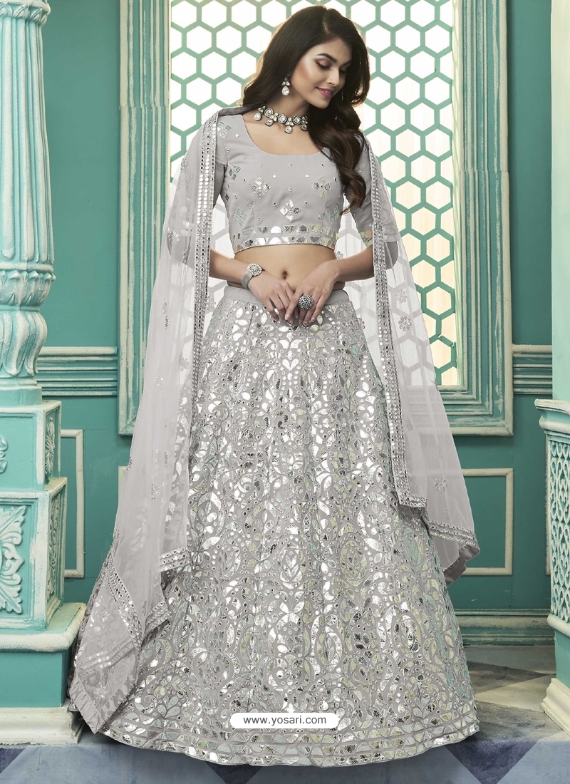Buy Grey Designer Wedding Wear Lehenga Choli | Wedding Lehenga Choli