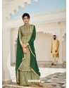 Olive Green Designer Heavy Georgette Palazzo Suit