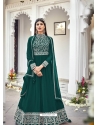 Teal Designer Party Wear Faux Georgette Anarkali Suit