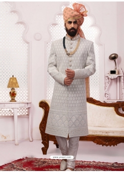 Light Grey Exclusive Readymade Designer Indowestern Sherwani