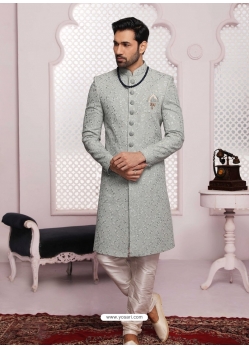 Aqua Grey Exclusive Readymade Designer Indowestern Sherwani