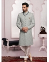 Aqua Grey Exclusive Readymade Designer Indowestern Sherwani