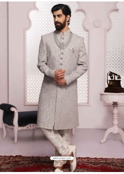 Grey Exclusive Readymade Designer Indowestern Sherwani